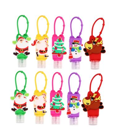 Minkissy 20 PCs Christmas Silicone bottle cover Hand soap holder xmas bottle case bottle protective cover case travel elk container silica gel 8x3.2cmx2pcs random color 2 pieces