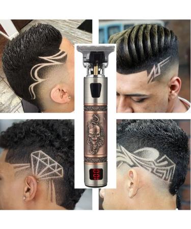 Professional Mens Hair Clippers Zero Gapped Cordless Hair Trimmer Professional Haircut & Grooming Kit for Men Rechargeable LED Display Skull Ornament - Buy Online on GoSupps.com