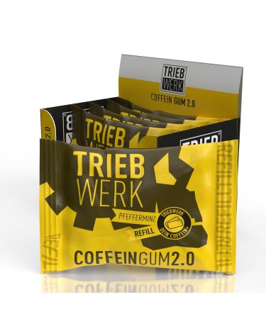 TRIEBWERK Caffeine Chewing Gum - 50mg Peppermint Flavor 50 Pieces + Vitamin B12 Refill Packs - Boost Energy & Focus - Buy Online on GoSupps.com