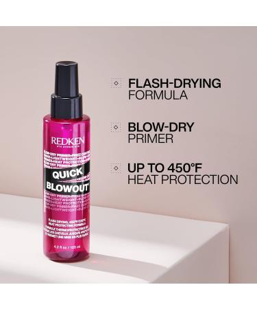 Redken Quick Blowout Heat Protection Spray | Blow Dry Primer to Reduce Styling Time | Smooths & Adds Shine | Lightweight Blowdry Heat Protectant Spray for Hair | For All Hair Types 1 Fl Oz (Pack of 1) - Buy Online on GoSupps.com