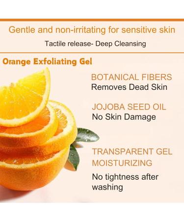 2Pcs Orange Exfoliating Gel Scrub for Face & Body Deep Pore Cleansing Exfoliant to Remove Blackheads Moisturizing & Gentle for All Skin Types - Buy Online on GoSupps.com