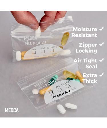 Buy Pill Pouch Bags - Pack of 100 | 4x2.75 | BPA-Free Disposable Zipper Bags for Daily AM PM Medicine Organization | Clear Reusable with Write-on Labels - Buy Online on GoSupps.com