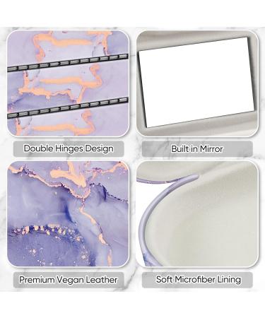 Fintie Hardcase Glasses Case & Contact Lens Container - Double-Sided Travel Set with Mirror - Purple Marble Design - Buy Online on GoSupps.com