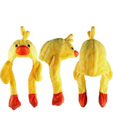 Plush Animal Winter Ski Hat Beanie Aviator Style with Long Ear Flaps - Yellow Duck - Buy Online on GoSupps.com