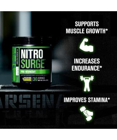 NITROSURGE Pre Workout Supplement - Endless Energy, Instant Strength Gains, Clear Focus & Intense Pumps - Blueberry Lemonade Flavor, Nitric Oxide Booster, 30 Servings - Buy Online on GoSupps.com