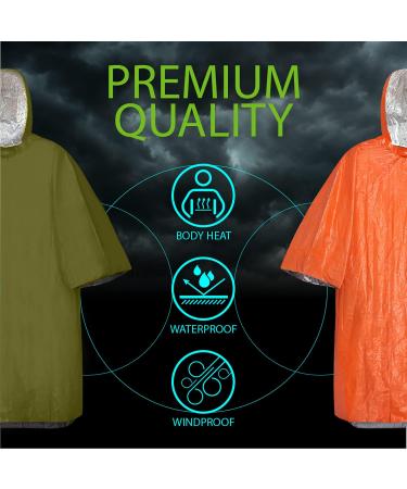 FosPower Emergency Waterproof Rain Poncho (4 Pack) Reusable Thermal Blanket Lightweight Weather Resistant Raincoat with Hood for Camping Accessories  Outdoors  Emergency Kit Supplies  Essential - Buy Online on GoSupps.com