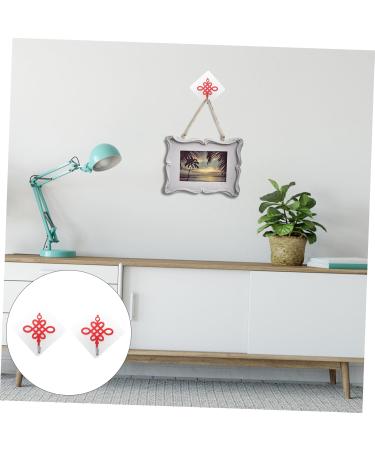 Abaodam 2pcs Chinese Knot Hook Towel Hook Self Adhesive Wall Hook Good Adhesive Hooks Door Hook Square 8x8cm Red - Buy Online on GoSupps.com