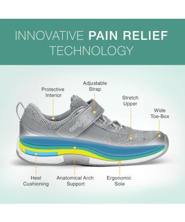 Orthofeet Joelle 8.5 Grey Plantar Fasciitis Shoes for Women - Heel Pain Relief with Arch Support and Ergonomic Sole - Buy Online on GoSupps.com