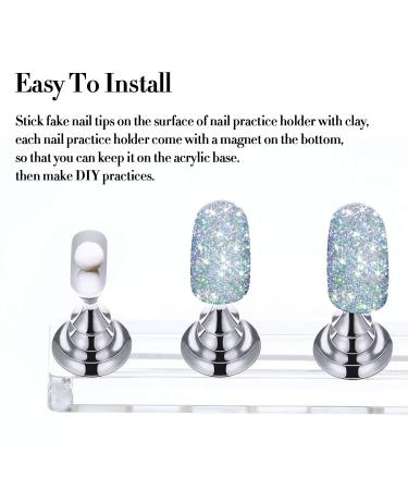 Blulu 6 Sets Nail Tips Stand Holder - Magnetic Acrylic Nail Practice Display for DIY Nail Salon - Silver - Buy Online on GoSupps.com