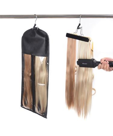 Modpion Double-Sided Anti-Slip Hair Extension Hanger with Portable Protection Bag - Black | 1 Count - Buy Online on GoSupps.com