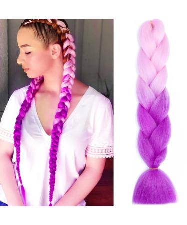 LDMY Ombre Pink to Purple Jumbo Braiding Hair Extensions - 24 Inch 6pcs Pack Synthetic Jumbo Braids for Women - Buy Online on GoSupps.com