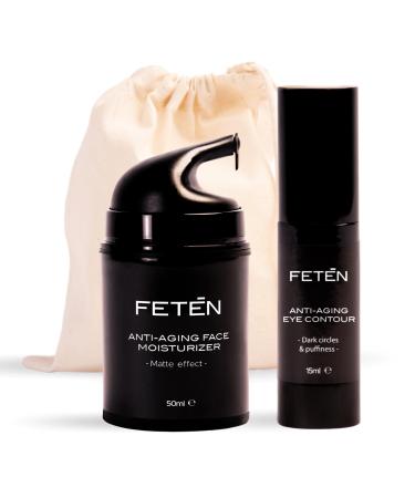 FET N Men's Face Care Set - Anti-Wrinkle Moisturizing Cream and Anti-Dark Circle Eye Contour Cream - Skincare Routine Kit Anti Aging - Skin Care Products Gift Set