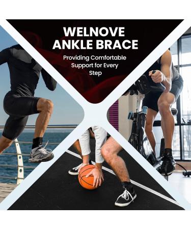 Welnove Ankle Brace - Maximum Metal Support for Men & Women | Prevent Sprained Ankles | Stabilizing for Running Basketball Volleyball | Large Black - Buy Online on GoSupps.com