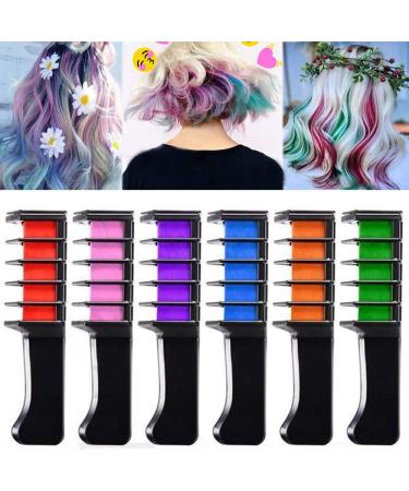 EBANKU Temporary Hair Chalk Comb, 6 Color Washable Hair Chalk Set for Girls Kids Gifts on Cosplay DIY Halloween Christmas Birthday Party Children's Day 6P