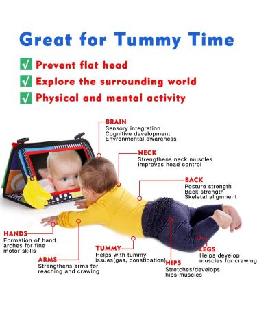 Lypsochaat Baby Mirror Toys with Crackling Bite Ring - Montessori Sensory Educational Toy for 0-6 Months - Foldable Black and White Baby Gift - Buy Online on GoSupps.com