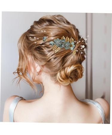 Minkissy Eucalyptus Bride Comb - Strass Decorative Alloy Bridal Hairpiece for Weddings | Medium Green Wedding Accessories - Buy Online on GoSupps.com