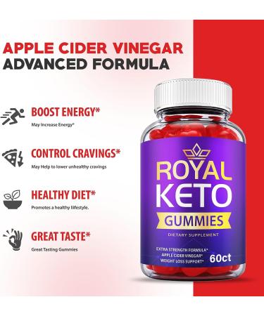 Royal Keto Gummies 1000mg ACV with Beet Root Juice - Vegan Formula with Vitamin B12 - 60 Gummies - Buy Online on GoSupps.com