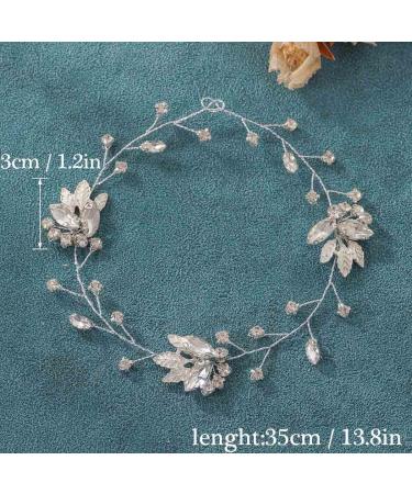 EASEDAILY Rhinestone Bride Wedding Hair Vine - Silver Leaf Crystal Headpiece for Women and Girls - Buy Online on GoSupps.com