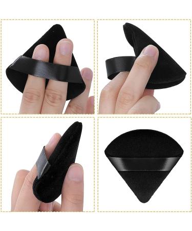 Ondaring 4Pcs Makeup Powder Puff Triangle Velvet Powder Puff with Ribbon Band for Contouring Under Eyes Corners for Loose Powder Body Powder Makeup Tool 4pcs Black - Buy Online on GoSupps.com