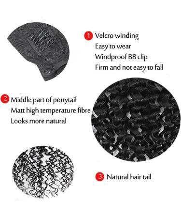Hair Extensions Ponytail Kinky Curly Ponytail Extension Natural Color Wrap Around Human Hair Pony Tail with Magic Paste Brazilian Remy Hair Curly Ponytail Hairpieces Natural Synthetic Hairpiece for 12inches - Buy Online on GoSupps.com