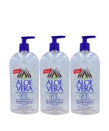 Aloe Vera Gel 24 oz pack 3 Pure Stabilized Aloe Vera Gel for Face Hair & Body Soothing Sunburn Relief Hydration & Skin Repair No Added Colors or Fragrances