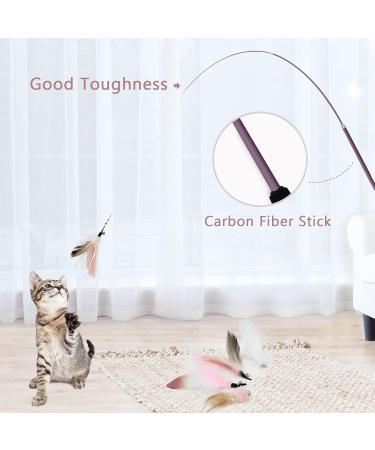 Interactive Cat Toys Set - Songway Retractable Feather Stick with 6 Replacement Springs & Bells - Spring Angel Cat Toy - Perfect for Playtime - Pink - Buy Online on GoSupps.com