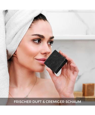 Meina Naturkosmetik Black Organic Hair Soap - Dandruff & Greasy Hair Solution with Activated Carbon | Vegan Sustainable Handmade Plastic-Free No Palm Oil - 80g - Buy Online on GoSupps.com