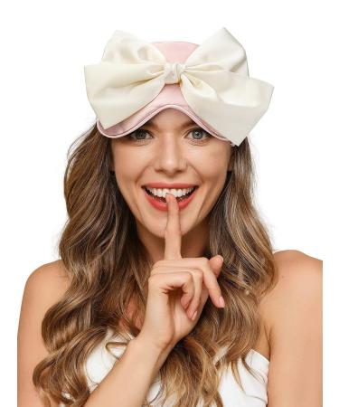 Pure Silk Eye Mask for Sleeping Fashion Design Pink Bow Sleep Mask for Women with Elastic Band Helping a Good Night's Sleep