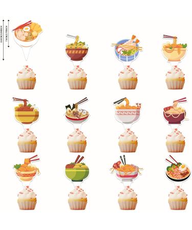 25 Pcs Ramen Cake Topper Cupcake Toppers Japenese Noddles Cake Decorations for Ramen Party Decorations Ramen Birthday Party Supplies - Buy Online on GoSupps.com