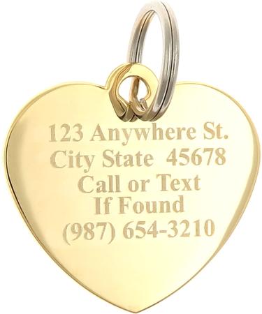 Personalized Gold-Plated Heart Rhinestone Pet ID Tag | Custom Engraved Cat Dog Jewelry - Buy Online on GoSupps.com