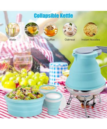 Portable Collapsible Camping Kettle 1.5L | Foldable Silicone Coffee Pot with Collapsible Bowl & Cups - Ideal for Outdoor Camping, Hiking, Travel | Excellent Gift Idea - Buy Online on GoSupps.com