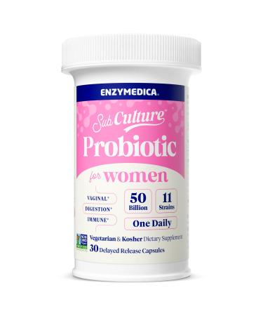 Enzymedica SubCulture Probiotics for Women 50 Billion CFU Vaginal & Urinary Health Immune and Digestive Support 30 Capsules 30 Count (Pack of 1)