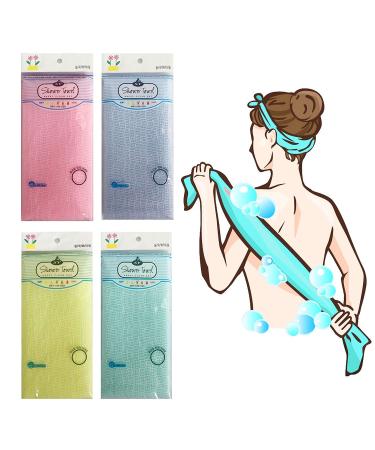 Premium Exfoliating Washcloth Towel(4 Color) Korean Loofah Bath Sponge Long Back Scrubber African Bath Sponge African Long Net for Shower/It Becomes Softer as You use.by NOPIGO