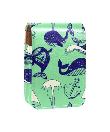 Funny Whales LipGloss Holder Lipstick Case Portable Makeup Bag Travel Lipstick Organizer Case with Mini Lipstick Storage Box for Women Multi -Color 9.5x2x7 cm/3.7x0.8x2.7 in