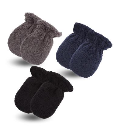 Pesaat Fleece Warm Baby Gloves Double Layer Winter Mitten For Boys Infant Toddler Girls Anti-Scratch Mittens 3pcs-c 6-12 Months