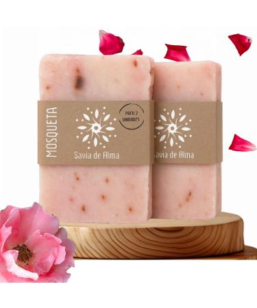 Savia De Alma Handcrafted Vegan Rosehip Soap - Moisturizing Regenerating and Biodegradable Soap - Made in Spain with Natural Ingredients - 100g (2 Rosehip)