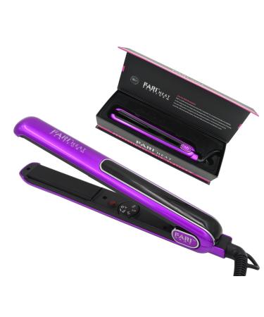 FARI Premium Metallic Professional 1-Inch Ceramic Tourmaline Floating Plate Hair Flat Iron Swiftly Reaches MAX 450F(Purple)