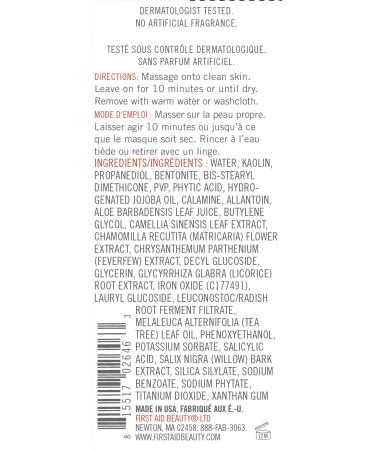 First Aid Beauty Calamine Pore Purging Mask 2.5 oz - Detoxifying Face Mask with Kaolin Clay, Bentonite Clay, and Salicylic Acid - Buy Online on GoSupps.com