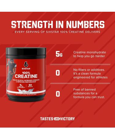 Six Star 100% Creatine Monohydrate Powder Unflavored Micronized Supplement for Muscle Building & Strength 60 Servings Ideal for Men & Women Boost Workout Performance - Buy Online on GoSupps.com