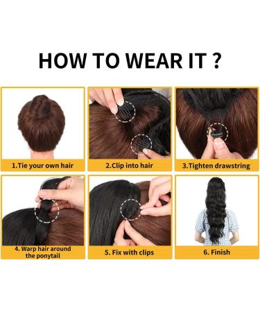 AL049F Ponytail Extension Ponytail Hairpiece Brown Clip-In Extensions Curls Drawstring Long Hair Extension Wig Natural Hairpiece Wavy Afro Braid 60 cm - Buy Online on GoSupps.com