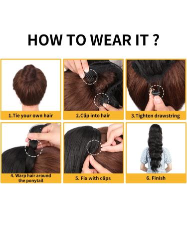 Ponytail Extension Clip-In - Curly Wavy Dark Brown 60cm/65cm | Natural Hair Part & Afro Braid - Buy Online on GoSupps.com