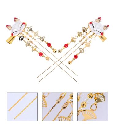 Lurrose 2Pcs Japanese Geisha Hair Clips | Vintage Chinese Tassel Hairpins | Bridal Kimono Hanfu Accessories for Women & Girls - Buy Online on GoSupps.com