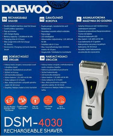 Daewoo DSM-4030 Rechargeable Shaver - International Use - 220-240V (Not for USA/Canada/Mexico - Buy Online on GoSupps.com