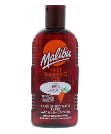 Malibu Sun Bronzing Fast Tanning Oil with Beta Carotene Water Resistant Tropical Coconut Fragrance 200ml