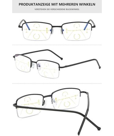 Lanomi Varifocal Glasses | Blue Light Filter Progressive Multifocal Half Frame | UV400 Protection | Reading Glasses for Men & Women | Dioptria 1.0 to 4.0 - Buy Online on GoSupps.com