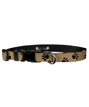 Colorful Paw Print Dog Collar And Leash - Waterproof  Puppy Paw Print Dog Collar and Dog Leash, Wide Range of Sizes For Every Dog 3/4'' COLLAR SM Puppy Paw Black/Tan
