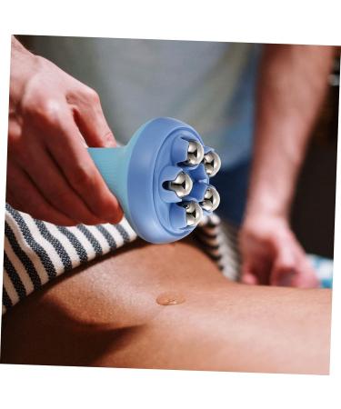 Buy Gleavi Metal Massage Roller - Yoga Tools & Manual Muscle Relief | 14.5x7.5cm Blue | Effective Body & Face Massager - Buy Online on GoSupps.com