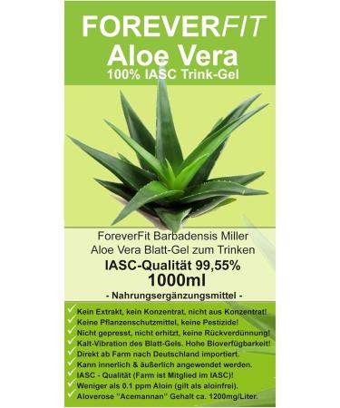 Foreverfit Aloe Vera Drinking Gel 1000ml | Pure Barbadensis Miller Leaf Gel | No Juice No Concentrate No Artificial Additives | High Acemannan 1200mg/L - Buy Online on GoSupps.com