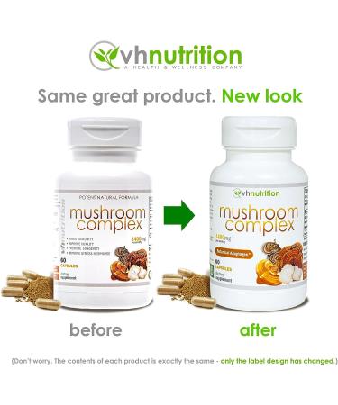 VH Nutrition Mushroom Supplement 1400mg Capsules - Vitality Support with Lions Mane, Chaga, Reishi Extracts - Buy Online on GoSupps.com