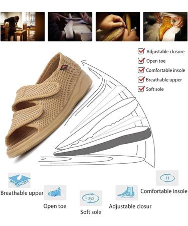 Shop Women's Wide Diabetic Sandals - Non-Slip Adjustable Cozy Footwear for Swollen Feet & Plantar Fasciitis | Size 7 Black - Buy Online on GoSupps.com